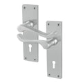 Victorian Scroll Satin Chrome Lever Lock Door Handles - Keyhole