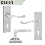 Victorian Scroll Satin Chrome Lever Lock Door Handles - Keyhole - tradefit - 5