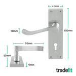 Victorian Scroll Satin Chrome Lever Lock Door Handles - Keyhole - tradefit - 2