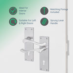 Victorian Scroll Satin Chrome Lever Lock Door Handles - Keyhole - tradefit - 2