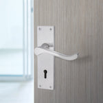 Victorian Scroll Satin Chrome Lever Lock Door Handles - Keyhole - tradefit - 6