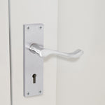 Victorian Scroll Satin Chrome Lever Door Handle Pack - 80mm Sashlock - tradefit - 5