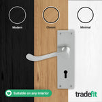 Victorian Scroll Satin Chrome Lever Door Handle Pack - 64mm Sashlock - tradefit - 7