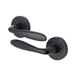 Sassari Matt Black Lever on Rose Door Handle Pack - BS3621 5 Lever Lock - tradefit - 3