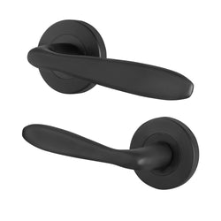 Sassari Matt Black Lever on Rose Door Handles - tradefit