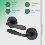 Sassari Matt Black Lever on Rose Door Handle Pack - BS3621 5 Lever Lock - tradefit - 4