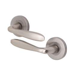 Sassari Satin Nickel Lever on Rose Door Handles - tradefit