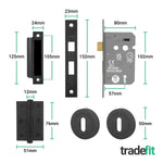 Dinis Matt Black Lever on Rose Door Handle Pack - 80mm Sashlock - tradefit - 3