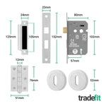 Nola Polished Chrome Lever on Rose Door Handle Pack - 80mm Sashlock - tradefit - 3