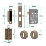 Tapera Antique Brass Lever on Rose Door Handle Kit - Sashlock - tradefit - 5