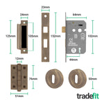 Claro Antique Brass Lever on Rose Door Handle Kit - Sashlock - tradefit - 5