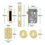 Tapera Satin Brass Lever on Rose Door Handle Kit - Sashlock - tradefit - 5