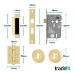 Flores Satin Brass Lever on Rose Door Handle Kit - Sashlock - tradefit - 5