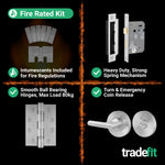 Satin Aluminium Contract Lever Bathroom Handle Kit - Medium Duty FD30/60 - 80mm Latch - tradefit - 6