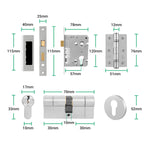Vigo Lever on Rose Stainless Steel Door Handle Kit - Medium Duty - 80mm Euro Sashlock and Double Cylinder - Keyed Alike - tradefit - 3