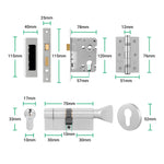 Mitre Lever on Rose Stainless Steel Door Handle Kit - Medium Duty - 80mm Euro Sashlock and Thumbturn Cylinder - Keyed to Differ - tradefit - 3