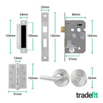 Return to Door Lever on Rose Stainless Steel Door Handle Kit - Medium Duty FD30/60 - 80mm Bathroom Lock - tradefit - 4