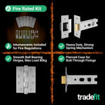 Mitre Stainless Steel Lever on Rose Door Handle Kit - Medium Duty FD30/60 - 76mm Latch - tradefit - 6