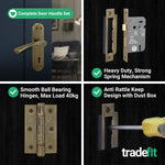 Nola Antique Brass Lever on Backplate Door Handle Pack – 80mm Sashlock - tradefit - 5