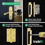 Nola Brass Plated Lever on Backplate Door Handle Pack – 80mm Sashlock - tradefit - 5