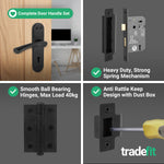 Nola Matt Black Lever on Backplate Door Handle Pack - 64mm Sashlock - tradefit - 5