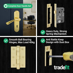 Nola Satin Brass Lever on Backplate Door Handle Pack – 64mm Sashlock - tradefit - 5