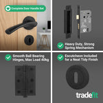 Nola Matt Black Lever on Rose Door Handle Pack - 64mm Sashlock - tradefit - 5