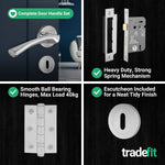 Nola Polished Chrome Lever on Rose Door Handle Pack - 64mm Sashlock - tradefit - 5