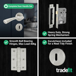 Nola Satin Nickel Lever on Rose Door Handle Pack - 64mm Sashlock - tradefit - 5