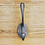 Cast Iron Double Coat Hook Victorian Style Hand Forged Self Coloured with Screws - tradefit - 4