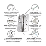 Polished Chrome Fire Door Hinges – 4 Inch/102mm – Grade 11 Steel Ball Bearing – Pack 2 - Radius - tradefit - 2