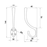 Hat and Coat Hook - 142mm - Polished Brass - tradefit - 3
