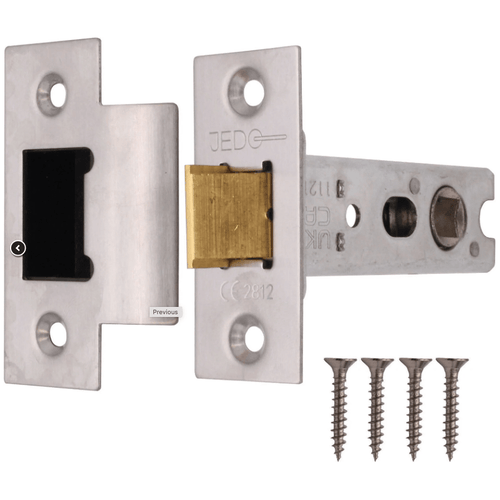 4 inch/102mm Bolt Through Fire Rated Tubular Latch - 82mm Backset - Satin Stainless - tradefit