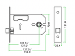 Horizontal Sashlock Case - 127mm Case / 102mm Backset - Satin Stainless - tradefit - 2
