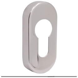 Upright Euro Escutcheon Oval Shaped Keyhole Cover - Polished Stainless Steel - tradefit
