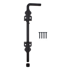 Cane Garage Gate Drop Bolt - 300mm - Black - Pack 1 - tradefit