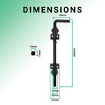 Cane Garage Gate Drop Bolt - 300mm - Black - Pack 1 - tradefit - 4