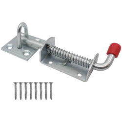 Heavy Spring Loaded Animal Bolt With KEEP & FIXINGS - 150mm - Galvanised - tradefit
