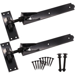 Adjustable Hook and Band Gate Hinge Set - 450mm / 18" - Black (Pair) - tradefit