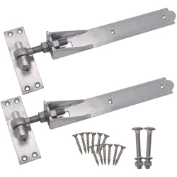 Adjustable Hook and Band Gate Hinge Set - 450mm / 18" - Galvanised (Pair) - tradefit