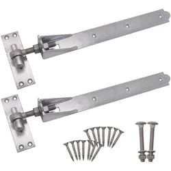 Adjustable Hook and Band Gate Hinge Set - 600mm / 24" - Galvanised (Pair) - tradefit