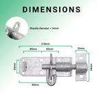 Heavy Duty Brenton Gate Padbolt - 200mm / 8 inch - Galvanised - tradefit - 4