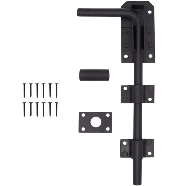 Gate Garage Drop Down Bolt Fixings & 2 Socket Types - 300mm / 12 inch - Black - tradefit - Featured Image