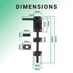Gate Garage Drop Down Bolt Fixings & 2 Socket Types - 300mm / 12 inch - Black - tradefit - 3