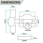 Long Throw Gate Lock & Pull Handle - Double Locking - 50mm - tradefit - 4