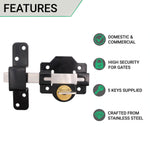 Timber Gate Lock Long Throw Bolt Suit Gates to 50mm Thick - tradefit - 2
