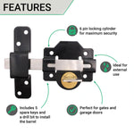Long Throw Gate Lock & Pull Handle - Double Locking - 70mm - tradefit - 3