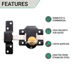 Long Throw Gate Lock - Single Locking - 70mm - tradefit - 2