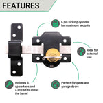 Long Throw Gate Lock - Single Locking - 70mm - tradefit - 3