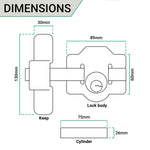 Long Throw Gate Lock - Single Locking - 70mm - tradefit - 4